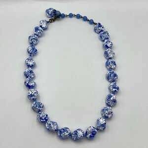 Vintage rare museum, quality, Miriam Haskell, blue and white glassfused Necklace
